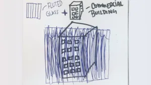 A drawing of a building and a glass panel overlaid | Glasslake Funding