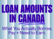 Distorted Light and dark blue gradient background with large purple text that reads "LOAN AMOUNTS IN CANADA," with smaller text underneath that reads "What You Actually Borrow, Pay, + Need to Earn" | Glasslake Funding