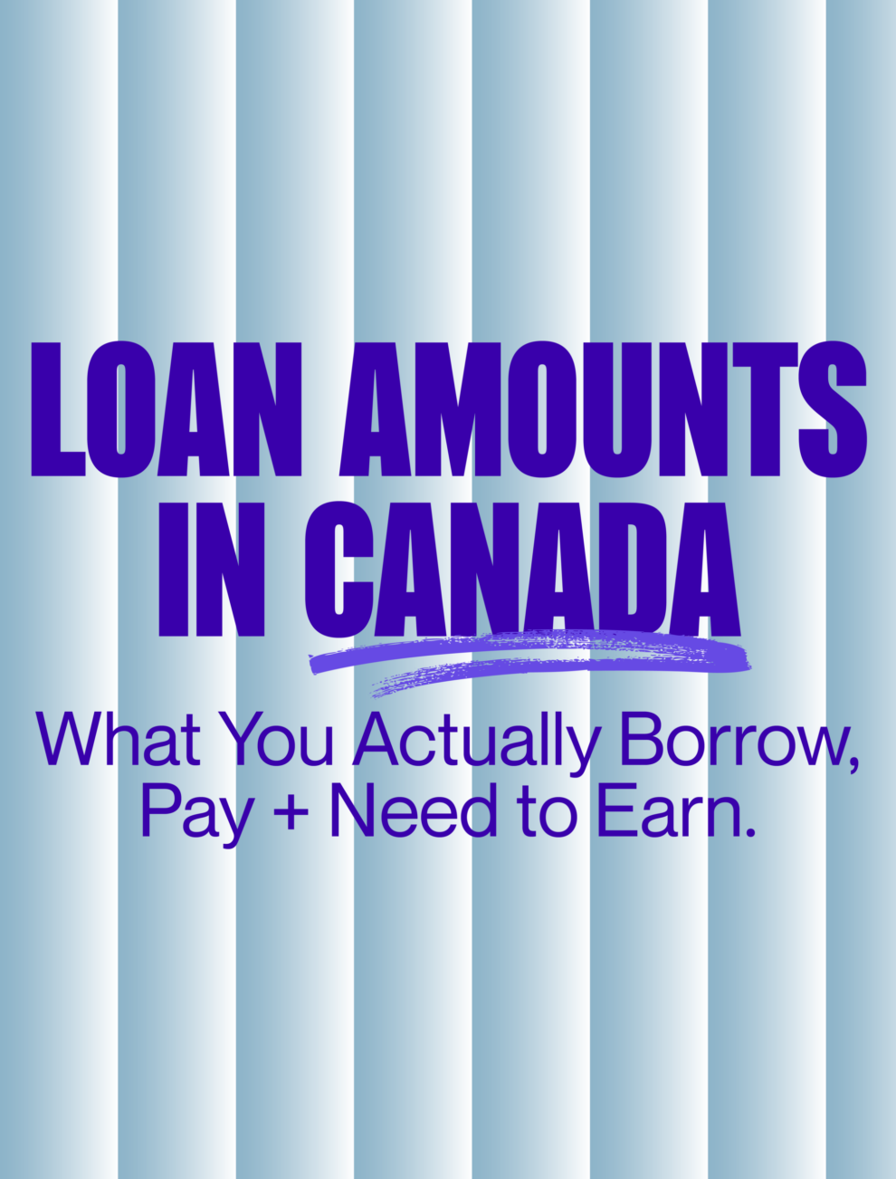 Distorted Light and dark blue gradient background with large purple text that reads "LOAN AMOUNTS IN CANADA," with smaller text underneath that reads "What You Actually Borrow, Pay, + Need to Earn" | Glasslake Funding