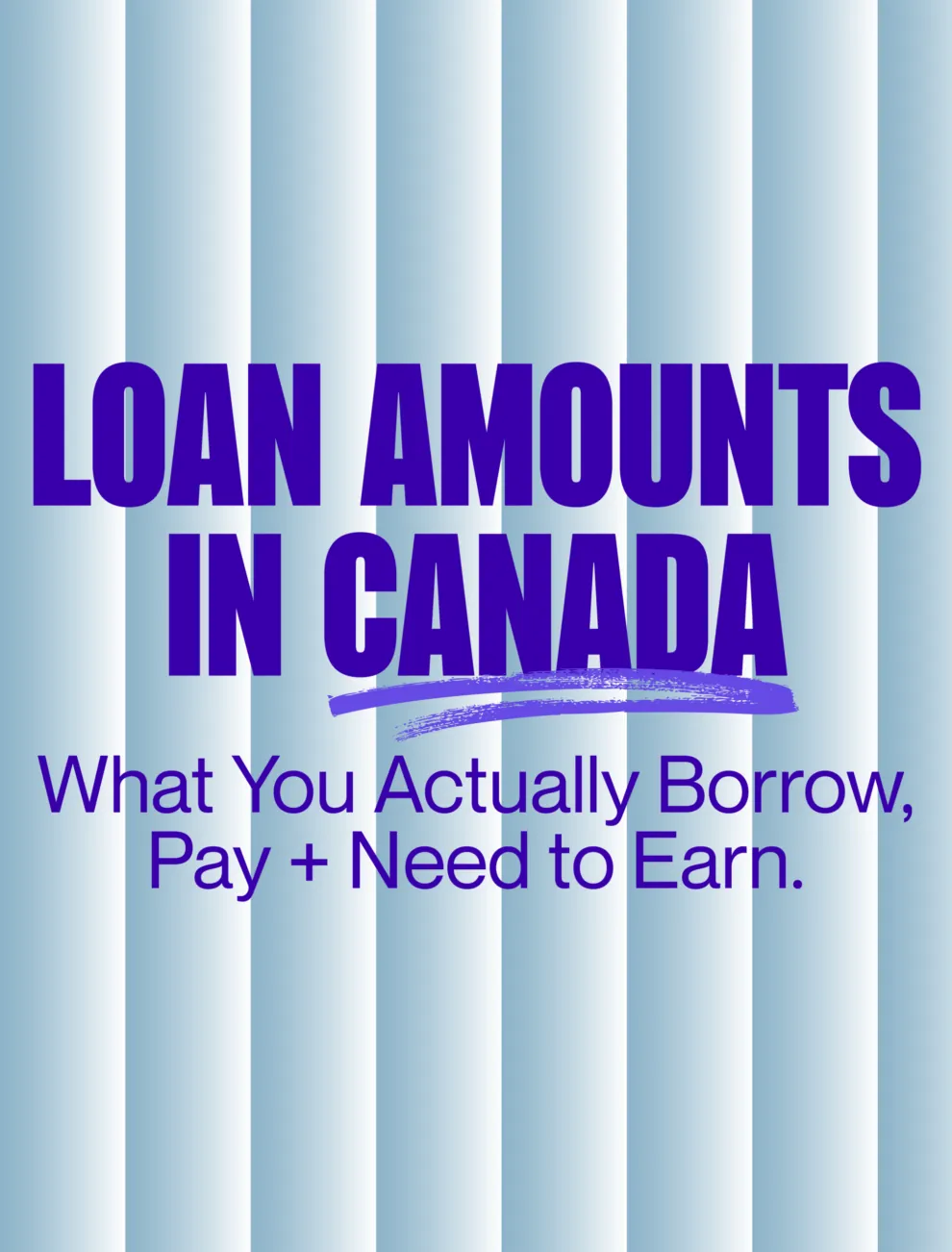 Distorted Light and dark blue gradient background with large purple text that reads "LOAN AMOUNTS IN CANADA," with smaller text underneath that reads "What You Actually Borrow, Pay, + Need to Earn" | Glasslake Funding